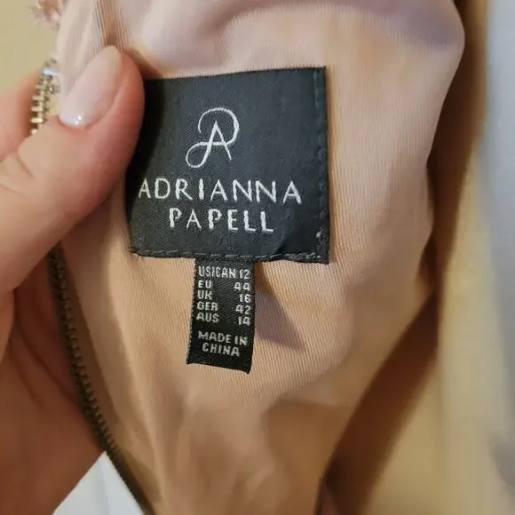 Adrianna Papell Pink Floral Lace Sheath Dress Size 12 3/4 Sleeve Formal - Picture 10 of 10